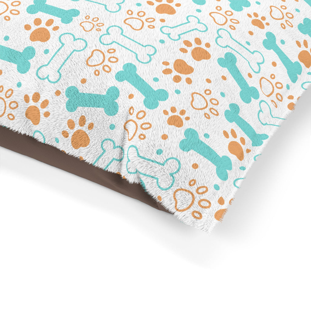 Cozy Dog Pet Bed with Playful Bone and Paw Print Design