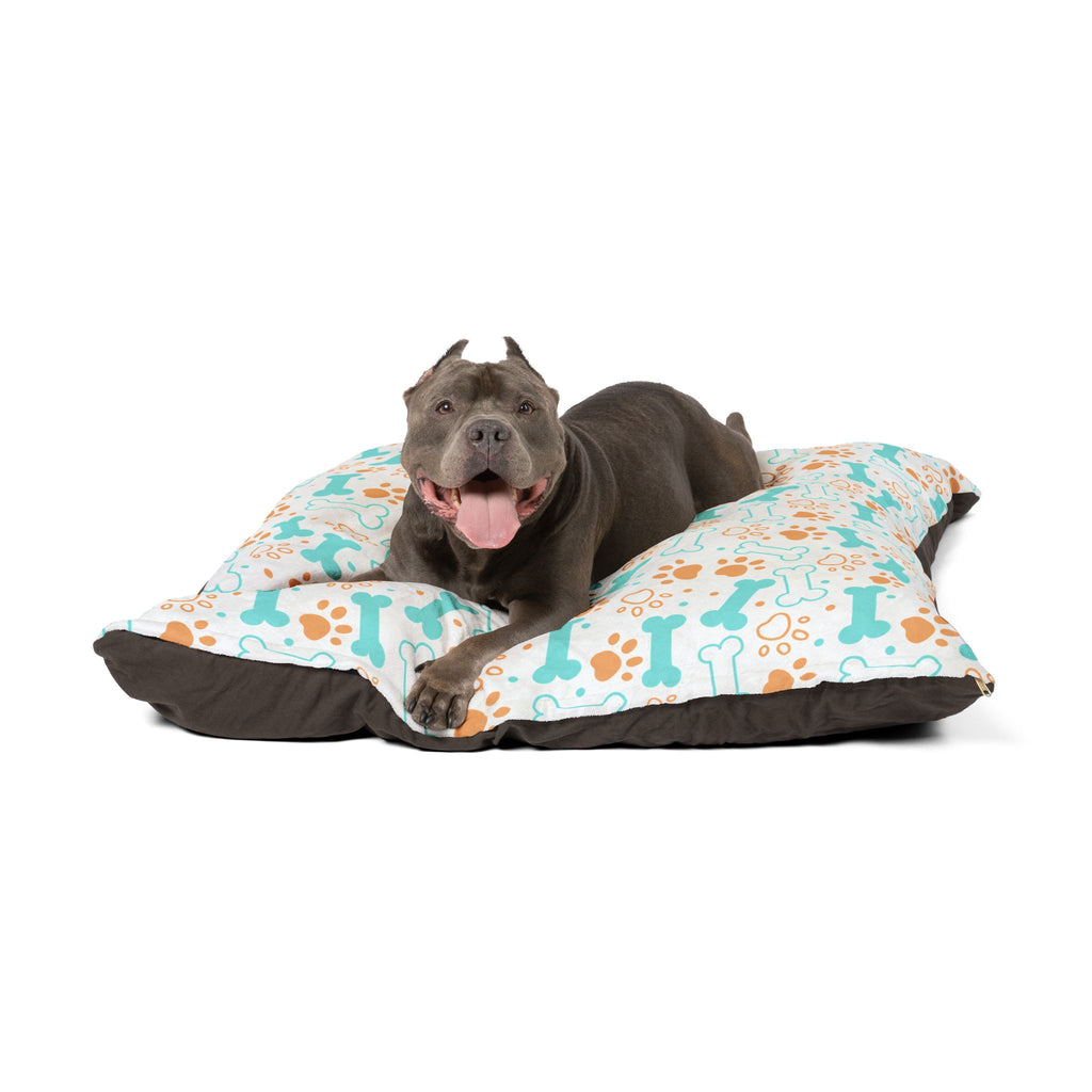 Cozy Dog Pet Bed with Playful Bone and Paw Print Design