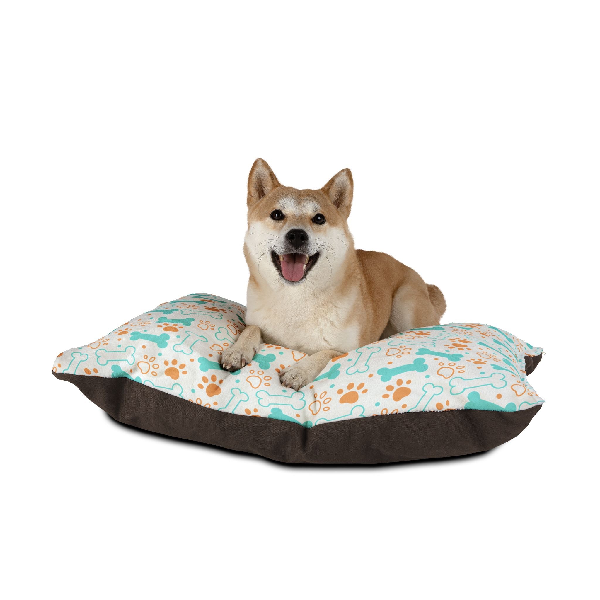Cozy Dog Pet Bed with Playful Bone and Paw Print Design