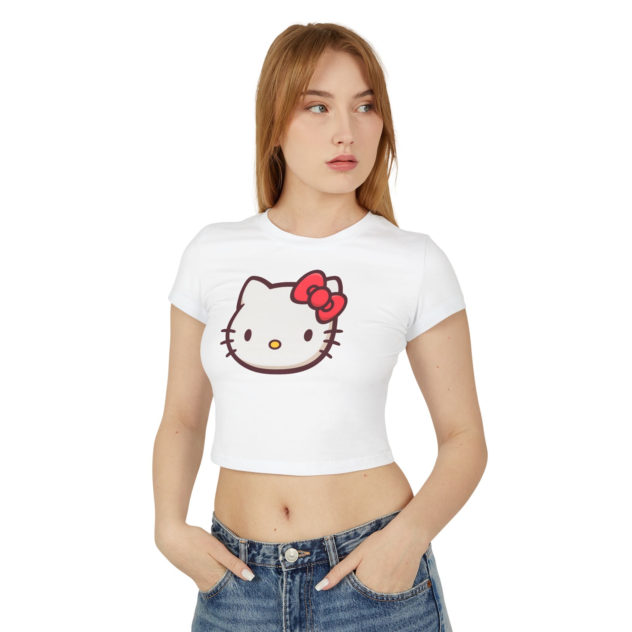 Hello Kitty Women's Baby Tee, Cropped Shirt