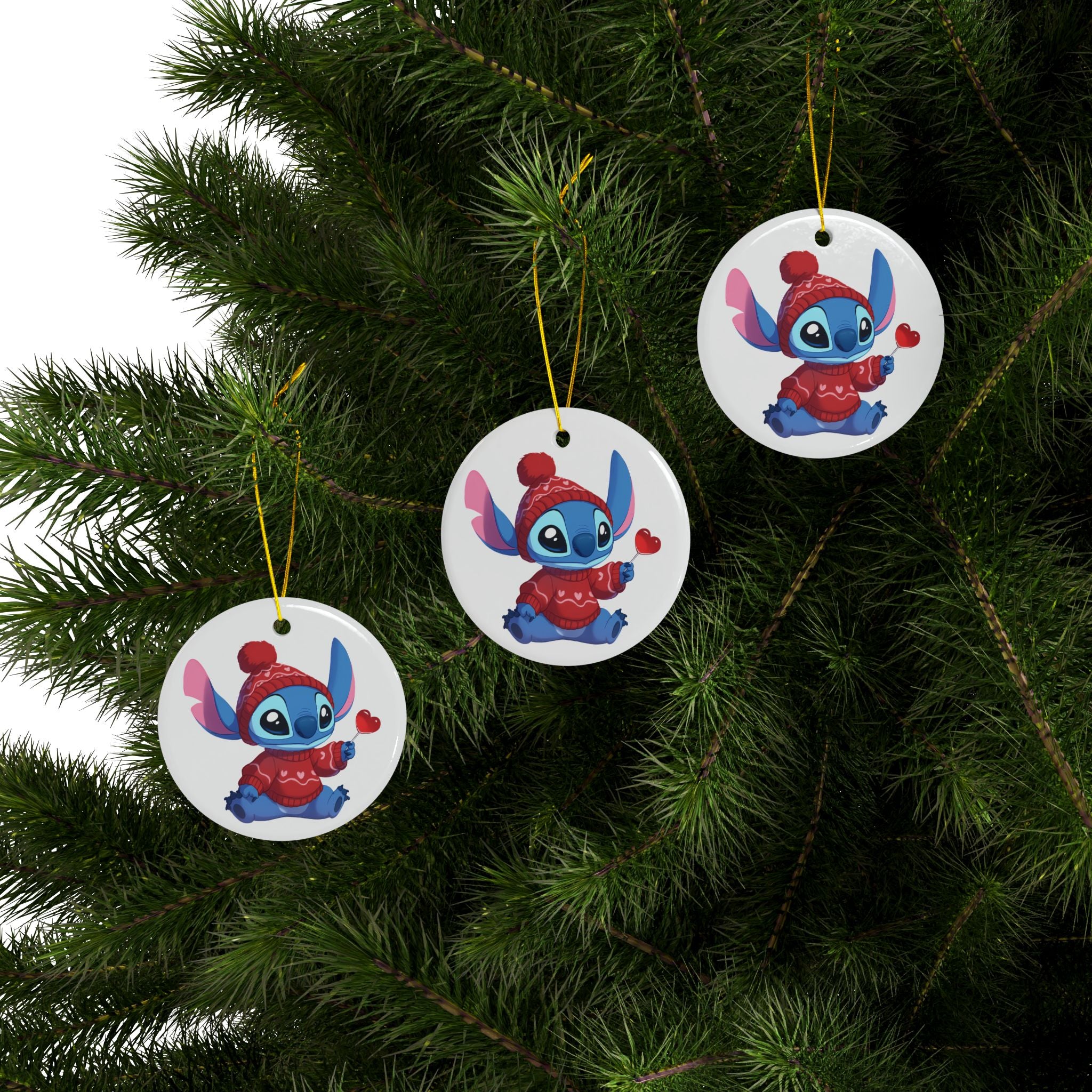 Stitch Ceramic Ornaments, 2-Side Print