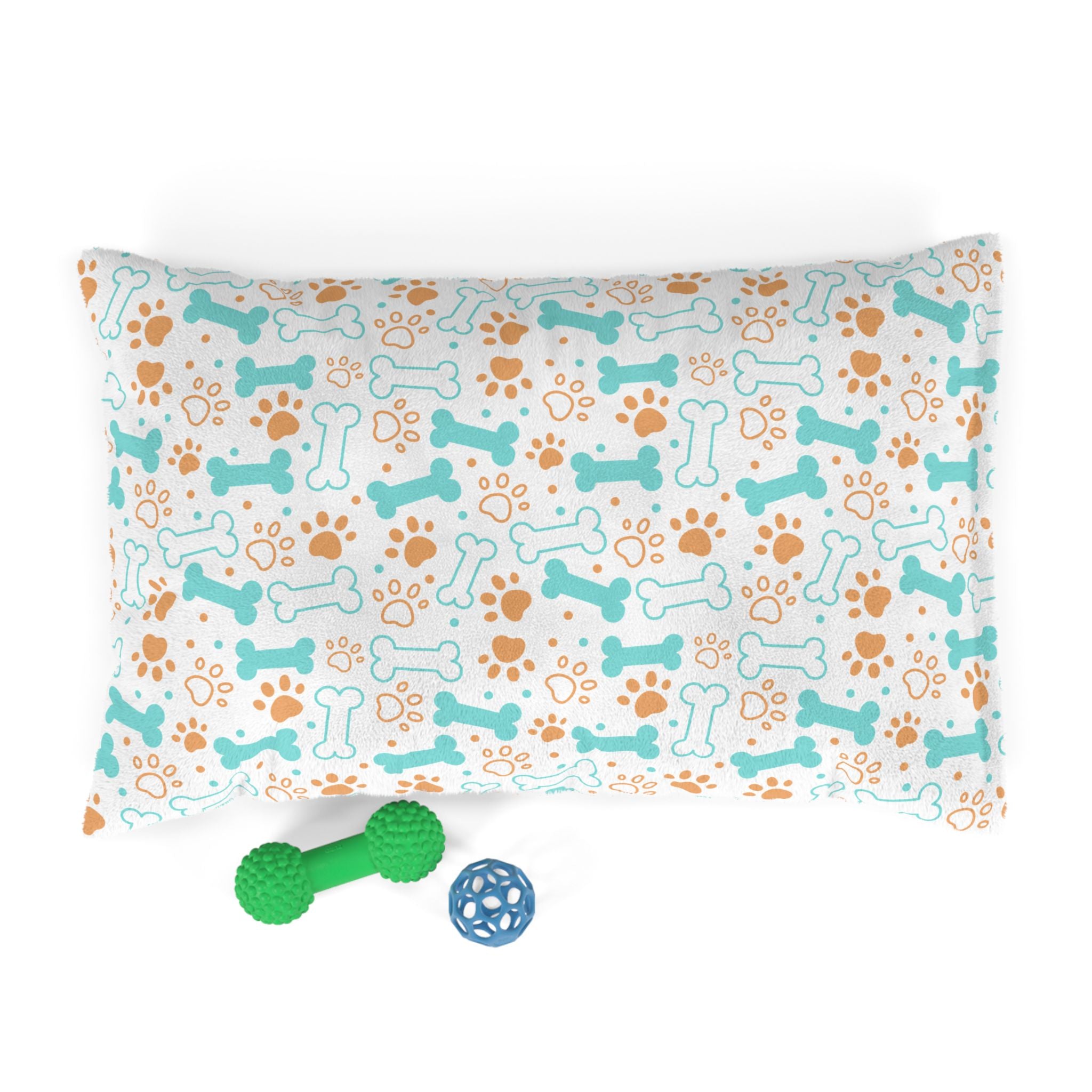 Cozy Dog Pet Bed with Playful Bone and Paw Print Design